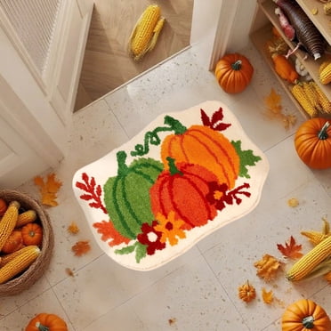 Chmadoxn Halloween Decorations, Halloween Pumpkin Rugs Pumpkin Shaped Floor Mat Thanksgiving Day Mat Halloween Decorative For Living Bedroom Kitchen Decoration Bath Polyester Floor Mats