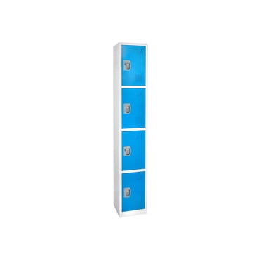 AdirOffice - Casier - 4 Portes - 4 Crochets - Acier Massif - Bleu (Lot de 4)