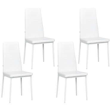 HOMCOM Chaises de Salle à Manger, Ensemble de 4, Chaises d'Appoint Rembourrées en Cuir PU, Dossier