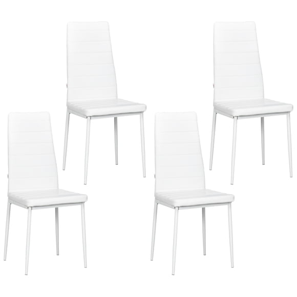 HOMCOM Dining Chairs, Set of 4, PU Leather Upholstered Accent Chairs, Back