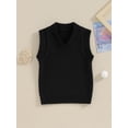 thumbnail image 2 of FOCUSNORM Toddler Sweater Vest Lightweight Sleeveless V Neck Solid Color Pullover Knitted Tank Tops, 2 of 9
