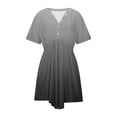 thumbnail image 4 of LOVZFMLL Robe d'Été Décontractée pour Femme à Manches Courtes, Col en V, Boutonnée, Robe de Plage pour Vacances et Voyages avec Poches, Gris, B, 3TG, 4 of 9