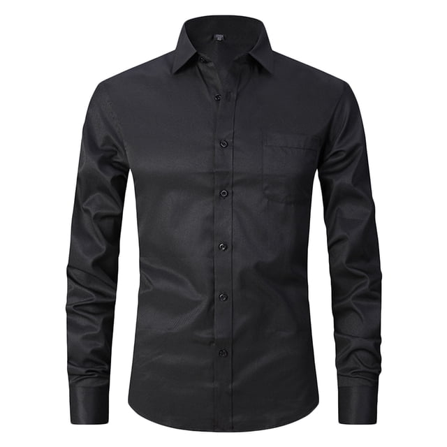 RXIRUCGD Cardigan pour Homme à Col Rabattu Uni, Haut de Bureau, Chemise à Boutons, Noir, Taille : M
