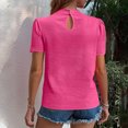 thumbnail image 4 of hotojiny Spring Tops for Women Solid Color Crew Neck Loose Blouse Lightweight Textured Puff Short Sleeve Back Keyhole Shirt Beach Vacation Clothes for Women, 4 of 7