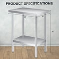 thumbnail image 4 of BeesClover 18" x 24" x 35" Stainless Steel Commercial Work Table 2-Tier Adjustable Undershelf, 660LBS Capacity, 4 of 7