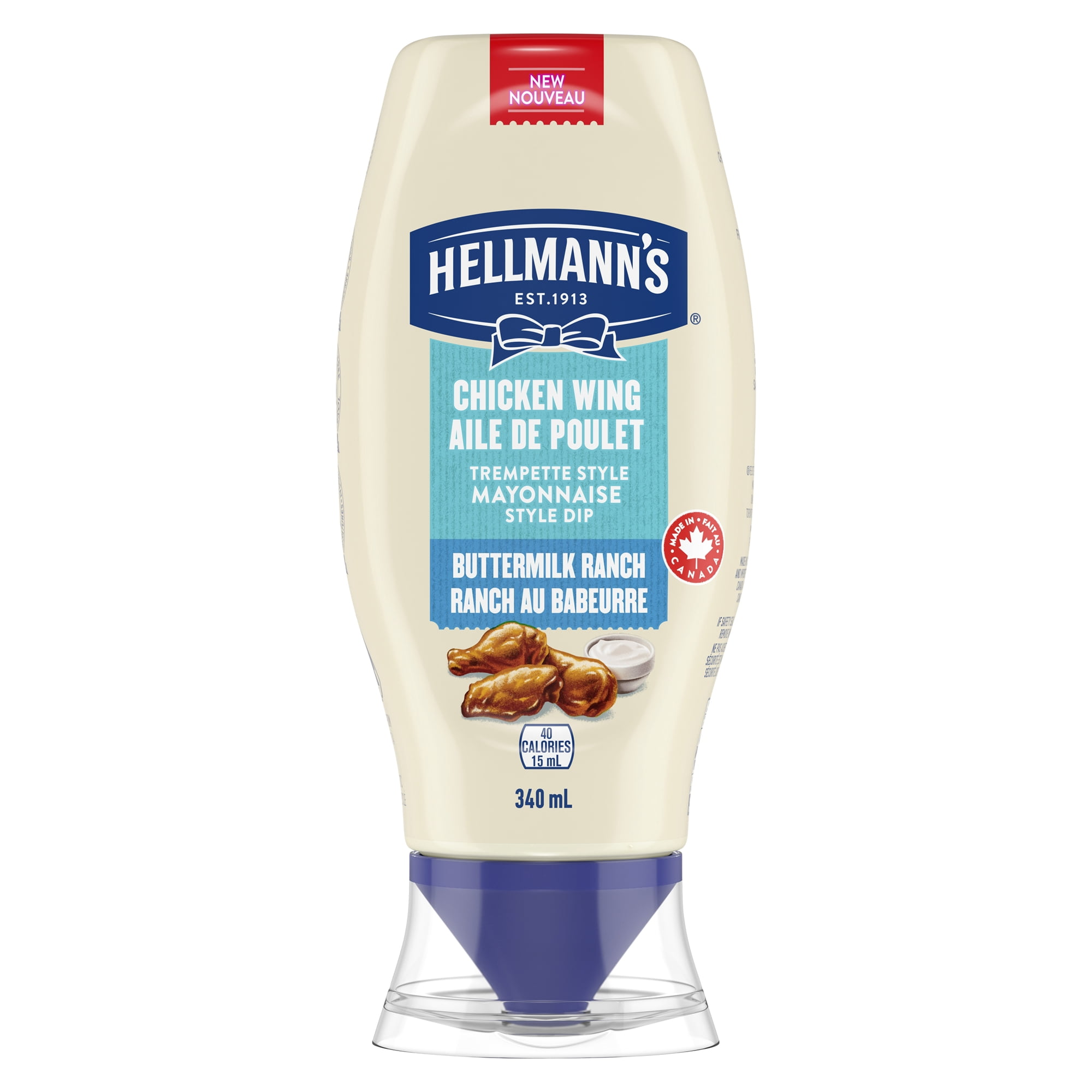 Hellmann’s Chicken Wing Mayonnaise‑Style Dip, Buttermilk Ranch, No Artificial Flavours, Squeeze Bottle, 340 ml