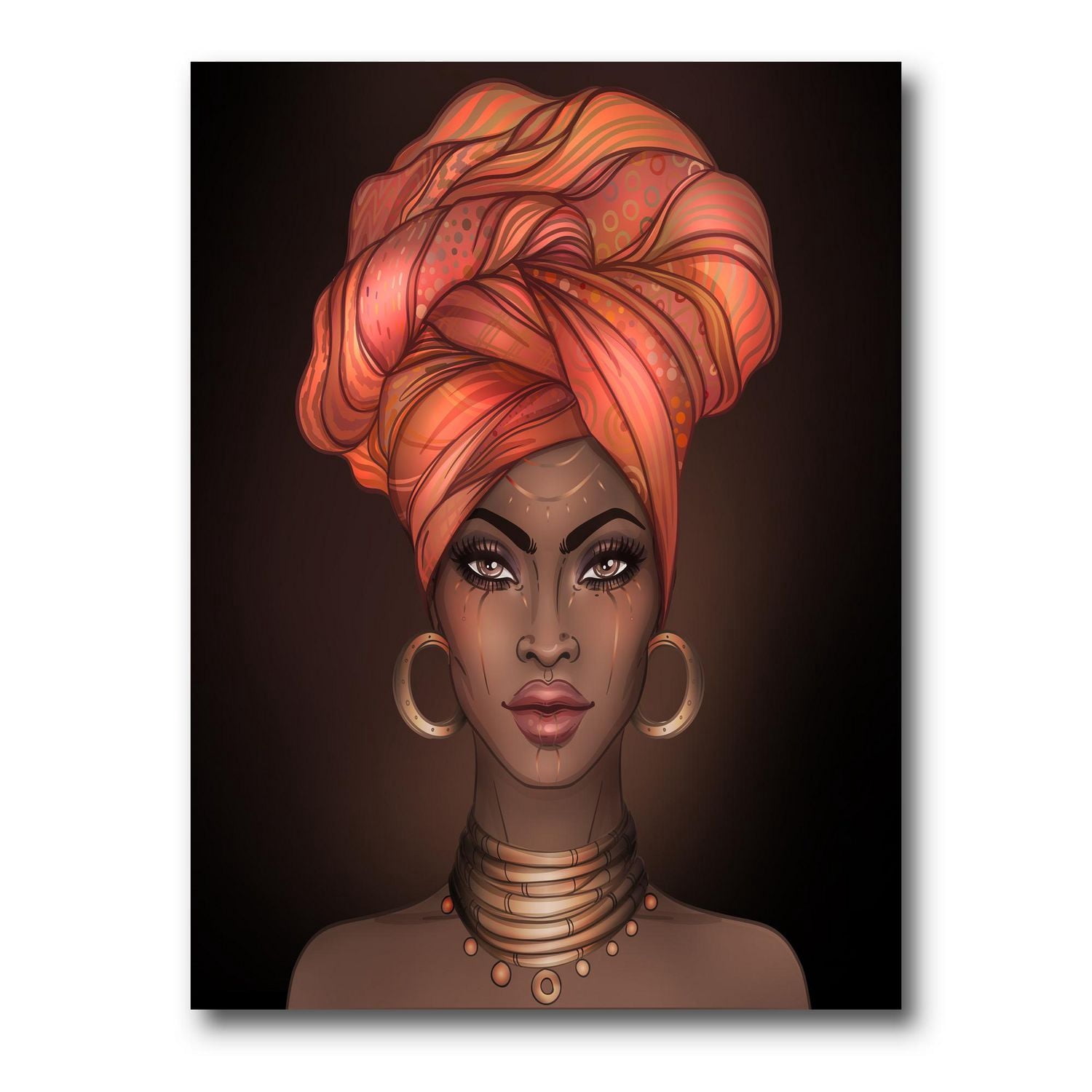 Designart Femme afro-américaine avec Turban V Art mural sur toile