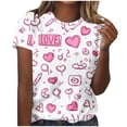 thumbnail image 2 of Ounisa T-Shirts Graphiques Cœur d'Amour Mignons pour Femmes Coupe Ample Manches Courtes, 2 of 5