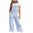 thumbnail image 1 of FAIWAD Denim Overalls Jumpsuits pour Femmes Combinaison Ample à Bretelles Ajustables à Bavette à Jambes Larges avec Poches, 1 of 7