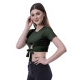 thumbnail image 3 of Moomaya T-Shirt Court à Nœud devant pour Femmes, Manches Courtes, Col Rond, Haut Noué, 3 of 7