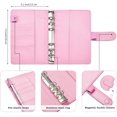 thumbnail image 2 of PU Leather Notebook Binder Budget Planner Binder Cover with 12 Pieces Binder Pocket Personal Cash Budget Envelopes System 6 Hole Binder Zipper Folder(Pink), 2 of 7