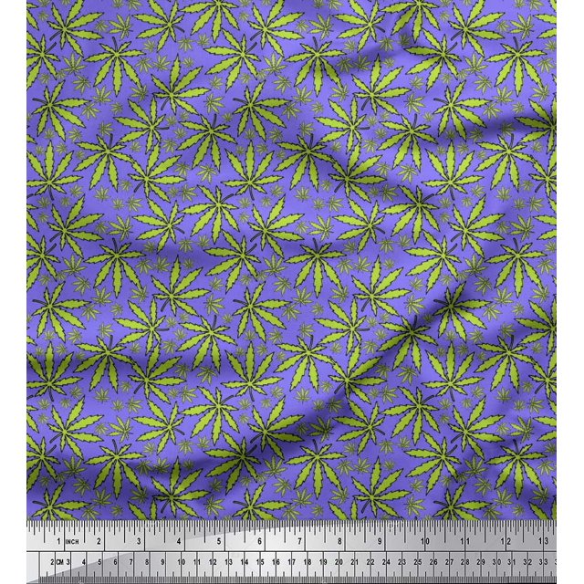 Soimoi Poly Georgette Fabric Chestnut Leaves Print Fabric by The Yard 52 Inch Wide