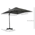thumbnail image 3 of Outsunny 8'x8' Square Patio Hanging Offset Umbrella w/ Cross Base Grey, 3 of 10