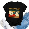 thumbnail image 1 of MesaSe Chemise à Manches Courtes Imprimée Lettre Chat pour Femmes Hauts Décontractés Blouse, 1 of 3