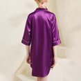 thumbnail image 3 of Besolor Chemise de Nuit en Satin pour Femme à Boutons, Robe Chemise à Manches 3/4, Décontractée et Confortable, Pyjama de Nuit, 3 of 4
