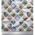 thumbnail image 1 of Soimoi Rayon Fabric Frame,Jug & Flower Pot Patchwork Printed Craft Fabric by The Yard 42 Inch Wide, 1 of 3