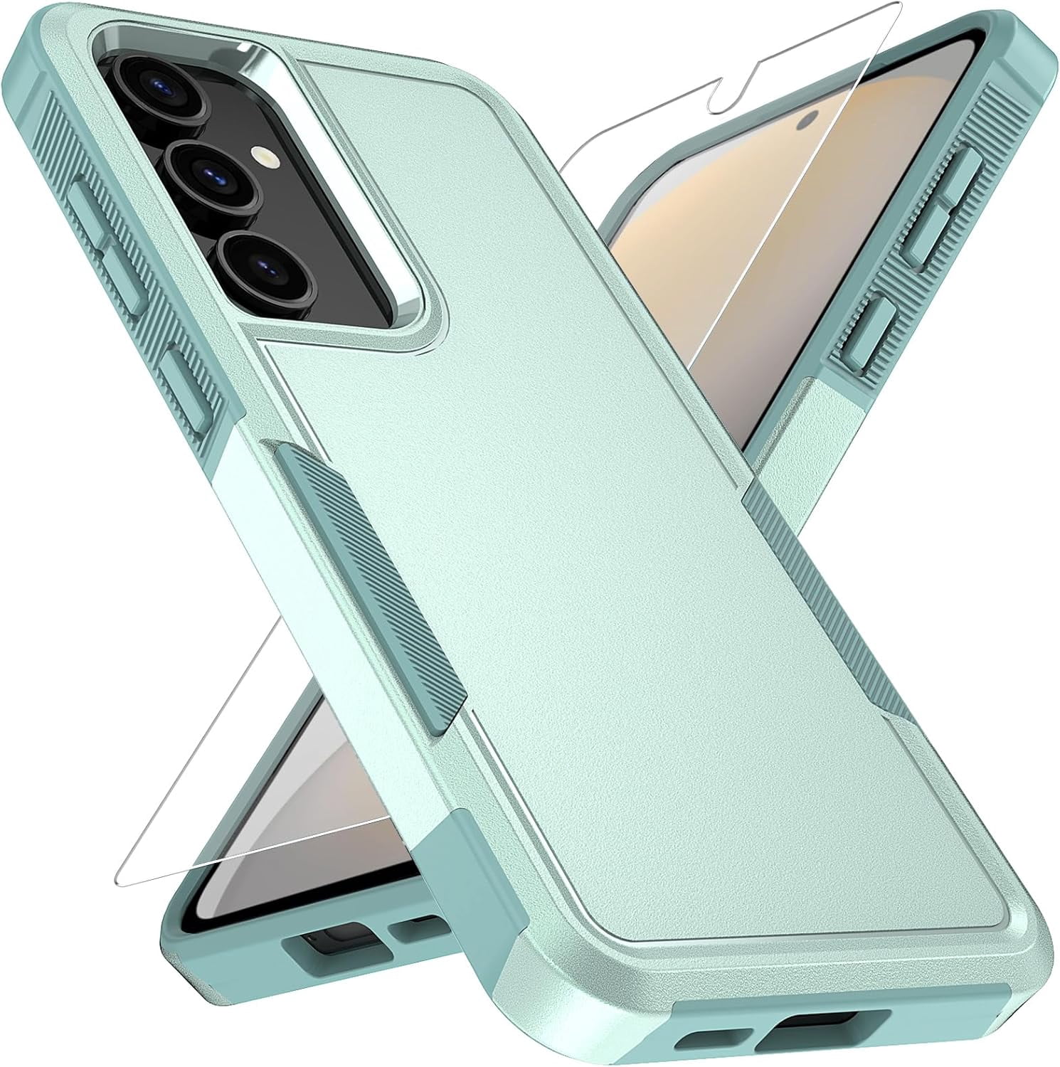 MYKOMI for Samsung Galaxy S25 Case with HD Screen Protector, Military-Grade Shockproof & Dual-Layer Protection, Anti-Slip Grip Design Phone Case