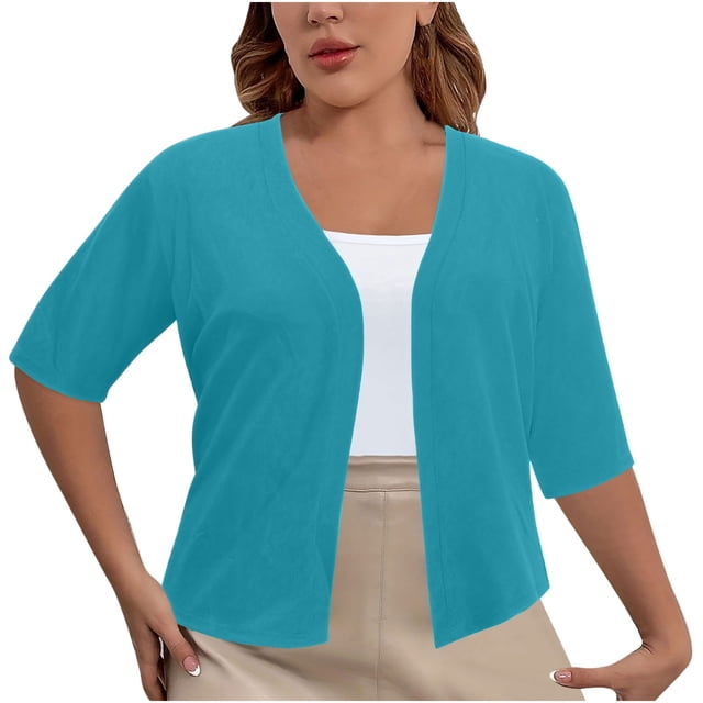 Cardigan for Womens Open-Front Relaxed Fit Jackets Lounge Breathable Short Sleeve Shirts Baggy Boho Sweatshirt