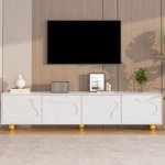 TV Stand, en forme de nuage bas TV armoire avec deux armoires de rangement et pieds de support solides, structure robuste tient 65-inch télévision pour usage domestique,64.9×15.7×17.7