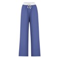 thumbnail image 4 of Pants for Women, Womens Fashionable Striped Printed Drawstring Wide Leg Pants, 4 of 4