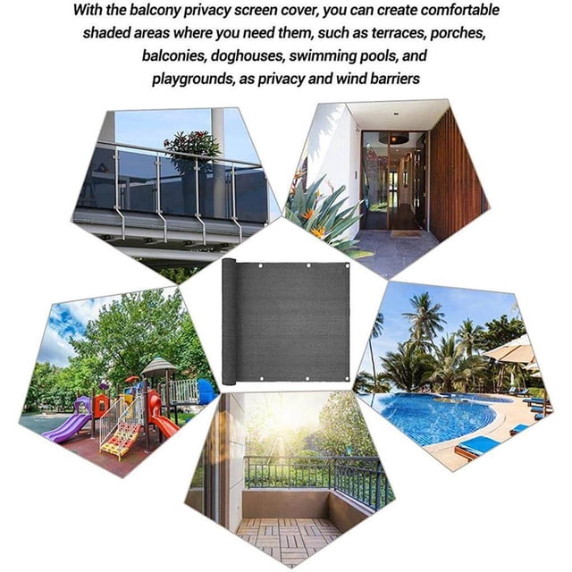 Balcony Shade Net Balcony Privacy Accessories Cover Anti-corrosive Screen Cover Weather-Resistant Fence Windscreen for Outdoor Backyard Patio Grey