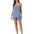 thumbnail image 1 of INSPIRE CHIC Women's Loungewear Solid Color Ruffle Trim Camisole Tops with Shorts Pajama Sets S Blue, 1 of 6