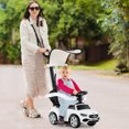 thumbnail image 4 of Gymax Voiture Pousse-Pousse 3-en-1 pour Tout-Petit avec Auvent Ajustable, Rangement sous le Siège, Sons Réalistes, Blanc, 4 of 10