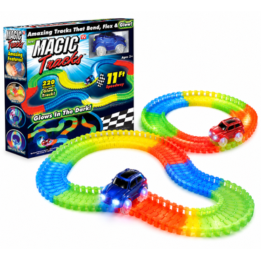Magic Tracks Glow in the Dark Racetrack Set with Car, 220 Pieces Flexible Track Toy for Kids