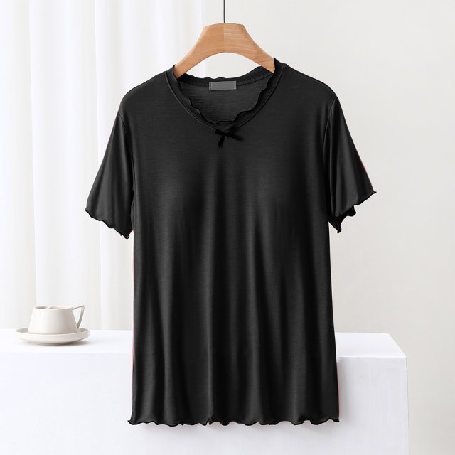 TopLLC Ensembles de Pyjama Ensembles de Détente pour Femmes, Vêtements de Nuit pour Femmes Blouse Femme Uni Décontracté Mode Col Rond Coupe Régulière Sans Manches Hauts de Vêtements de Nuit Manches Courtes Hauts de Pyjama