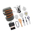 thumbnail image 1 of 11pcs Camping Cookware Mess Kit w/ Outdoor Alloy Backpack Pot Stoves Carabiner Set Color_B, 1 of 8