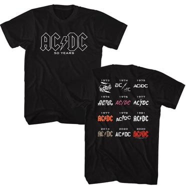AC/DC 50 Years Logos Front Back Black Adult T-Shirt ***F&B*** M