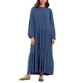 thumbnail image 2 of Gspmoly Robes d'Été pour Femmes, Robe Décontractée Grande Taille pour Femmes à Col Montant, Couleur Unie, Manches Longues, Hiver Automne, Basique, Maxi Longue Décontractée, Robe Quotidienne de Vacances, Économies sur Robes Habillées pour Femmes, 2 of 9