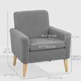 thumbnail image 3 of HOMCOM Fauteuil d'Appoint Teddy Rembourré Fauteuil Moderne avec Pattes en Bois Gris, 3 of 10