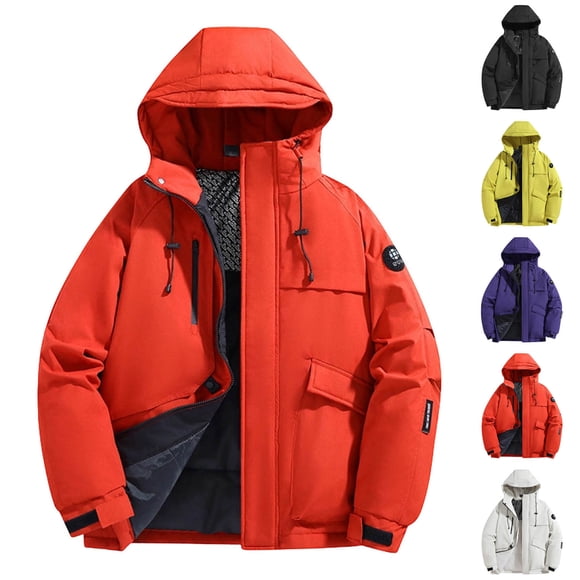 UVEASISHA Manteaux de Ski pour Hommes à Fermeture Éclair Complète à Capuche Imperméables Manteaux d'Hiver Doublure en Graphène Parkas Épaisses et Chaudes Coupe-Vent Doudoune Isolée avec Poches Noir TG