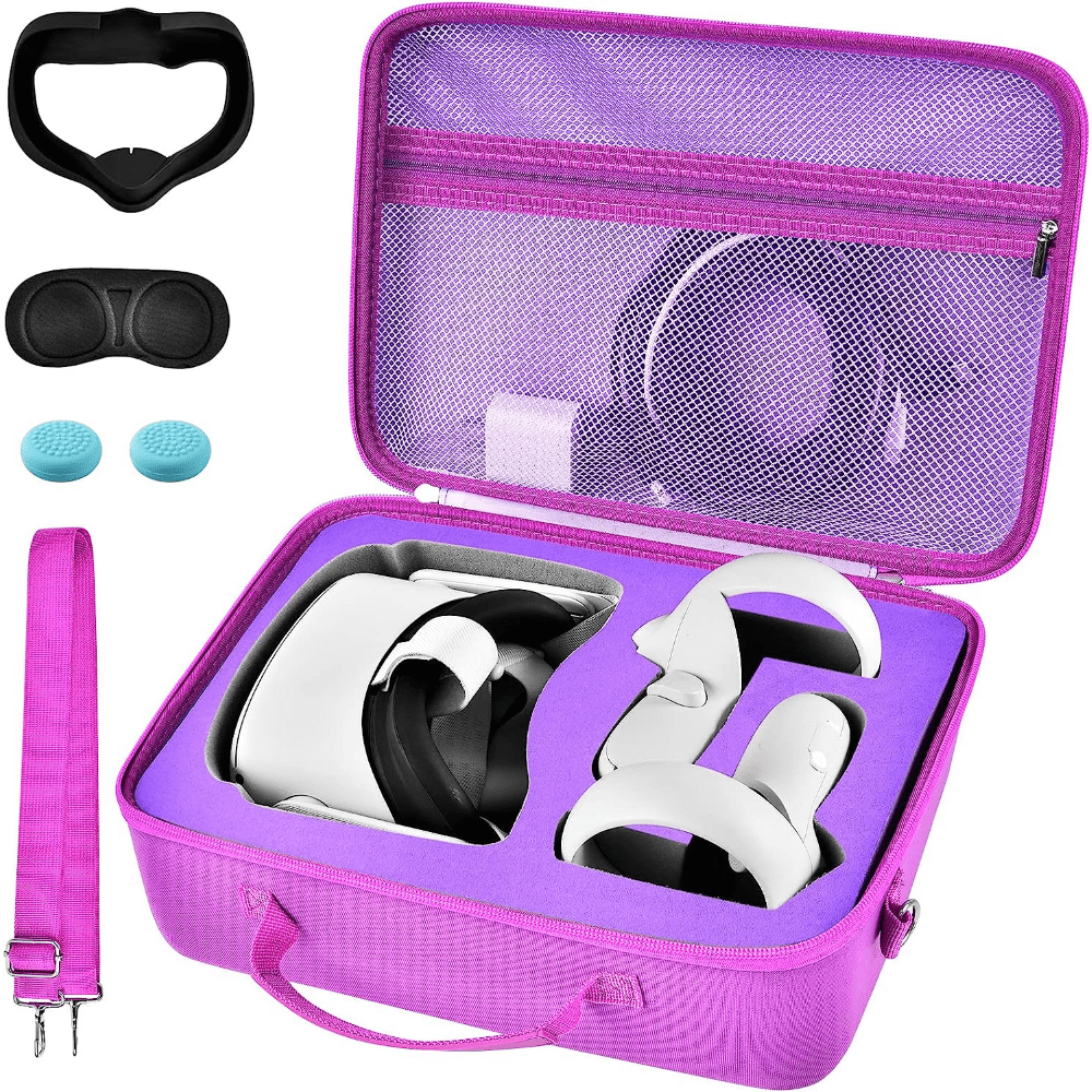 Red Zipper Carrying Case For Oculus Quest 2 All-in-One VR Gaming Headset