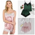 thumbnail image 1 of Pyjama en Dentelle pour Femmes Été 2 Pcs/ensemble Décontracté Camisole Shorts, 1 of 5