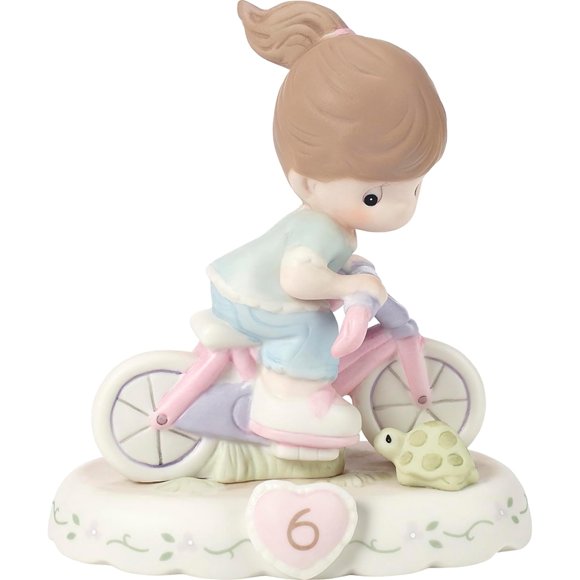 Precious Moments 152012B Growing in Grace, Age 6" Girl Bisque Porcelain Figurine Birthday Gifts, Brunette