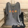 thumbnail image 2 of QATAINLAV T-Shirts à Manches Courtes pour Femmes en Coton et Lin à Col Rond Mode Chemises à Imprimé Floral Blouse Décontractée Coupe Ample Hauts Légers d'Été de Plage Ventes Prime Aujourd'hui Liquidation Gris G, 2 of 8