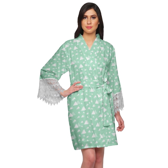 Moomaya Printed Cotton Robes For Women Plus Size Kimono Robe Short Nightwear