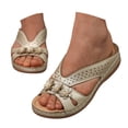thumbnail image 1 of Mepaouo Womens Sandals Dressy Summer Low Wedge Flip Flops Comfortable Walking Beach Slip on Slides, 1 of 7