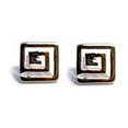thumbnail image 1 of Boucles d'Oreilles Clous Clé Grecque Ancienne Plaquée Rhodium en Argent Sterling, 5 x 5mm, 1 of 2