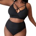thumbnail image 1 of 2024 Women's Sexy Plus Size Suspender Bikini - High Waisted Solid Color Swimsuit, 1 of 6