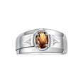 thumbnail image 1 of RYLOS Men's Rings Sterling Silver Classic 7X5MM Oval Gemstone & Diamond Ring Smoky Quartz June Birthstone Rings For Men, Men's Rings, Silver Rings, Size 9, 1 of 7