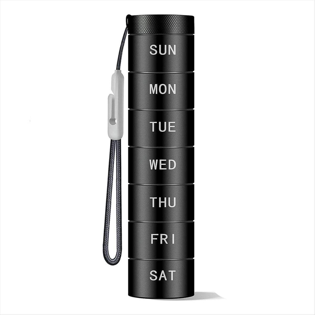 Weekly Travel Stackable Pill Organizer, Metal Pill Case 7-Day Compartment Medicine Box Waterproof Pill Container Black,1 * Pill Organizer,Black