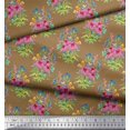 thumbnail image 2 of Soimoi Rayon Fabric Leaves & Floral Print Sewing Fabric Yard 42 Inch Wide, 2 of 3