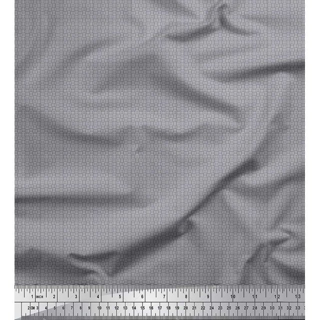Soimoi Silk Fabric Basketweave Small Printed Fabric 1 Yard 42 Inch Wide