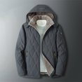 thumbnail image 4 of Windproof Jacket men Solid Casual Thicken Hooded Zipper Winter Keep Warm Windproof Jacket Coats, 4 of 6
