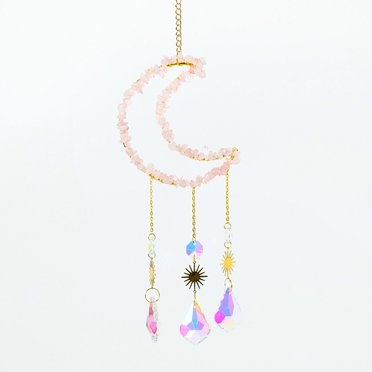 TopLLC Natural Amethyst Gravel Pendant Handwoven Catcher Wind Chime Lighting Pendant Decorative Gift on Clearance