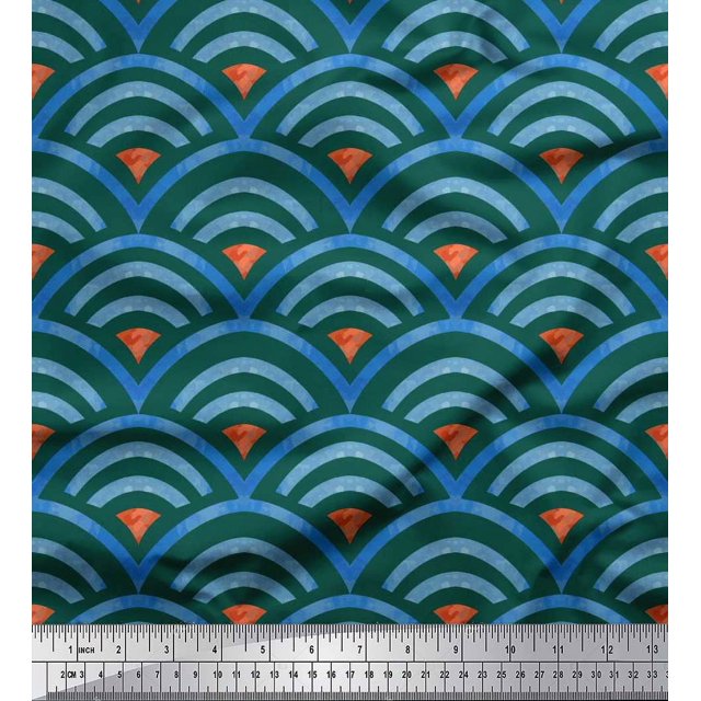 Soimoi Tissu Poly Georgette Écailles Géométriques Tissu Imprimé 1 Yard 42 Pouces de Large