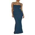 thumbnail image 1 of Robe de Soirée Ajustée Sans Manches Dos Ouvert Couleur Unie pour Femmes, 1 of 5